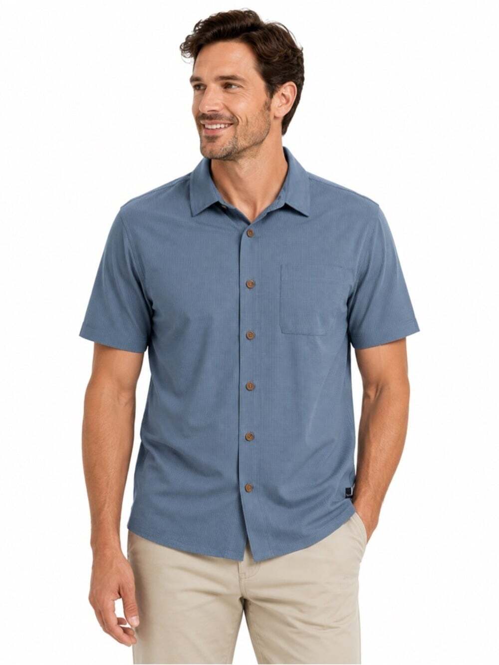 Sitka Mojave SS Blue Shirt Grey Button Front Outdoor Hunting Size Medium